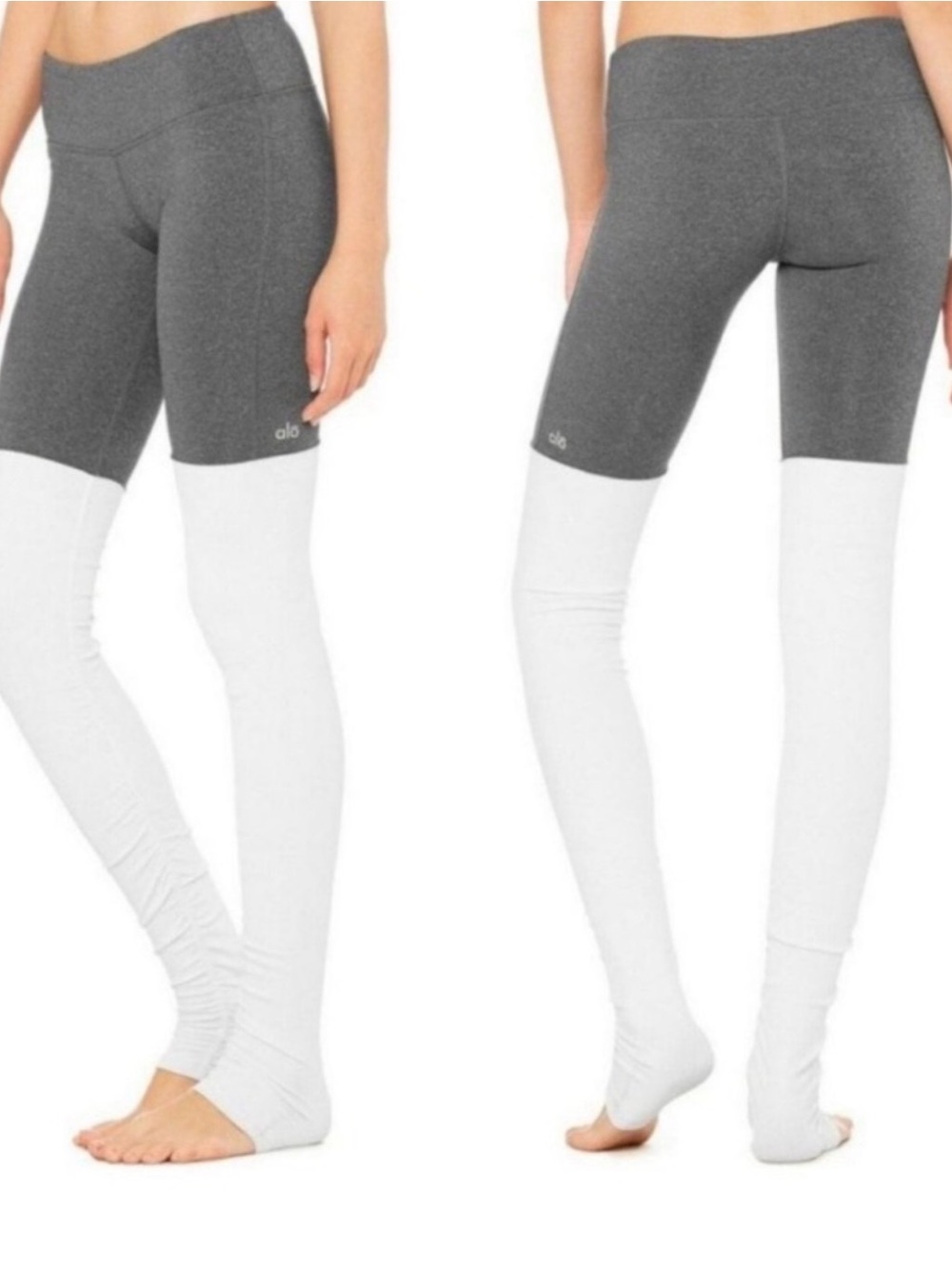 ALO Goddess Leggings gray and white